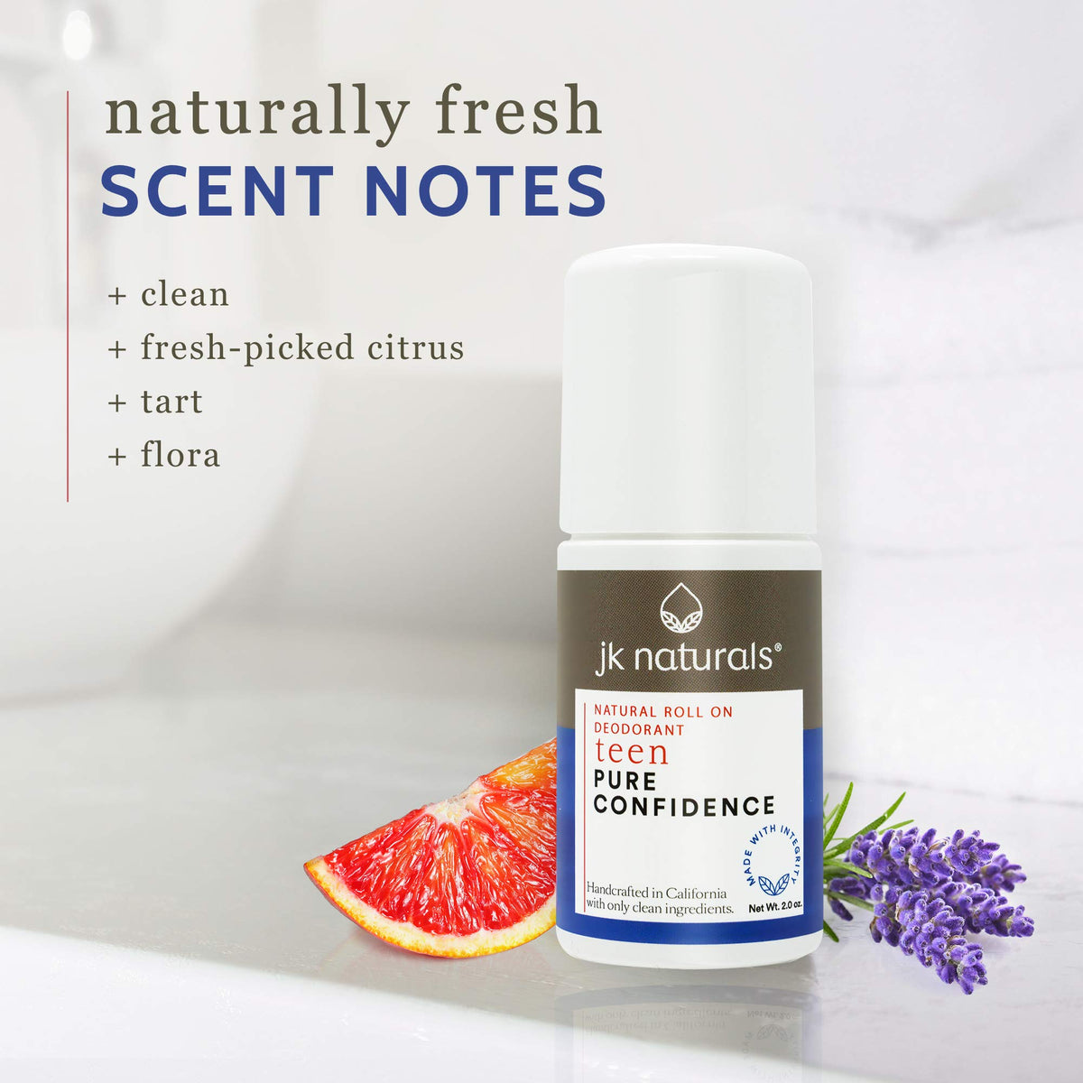 Best Natural Roll On Deodorant | Pure Confidence | Blood Orange, Lavender &amp; Geranium